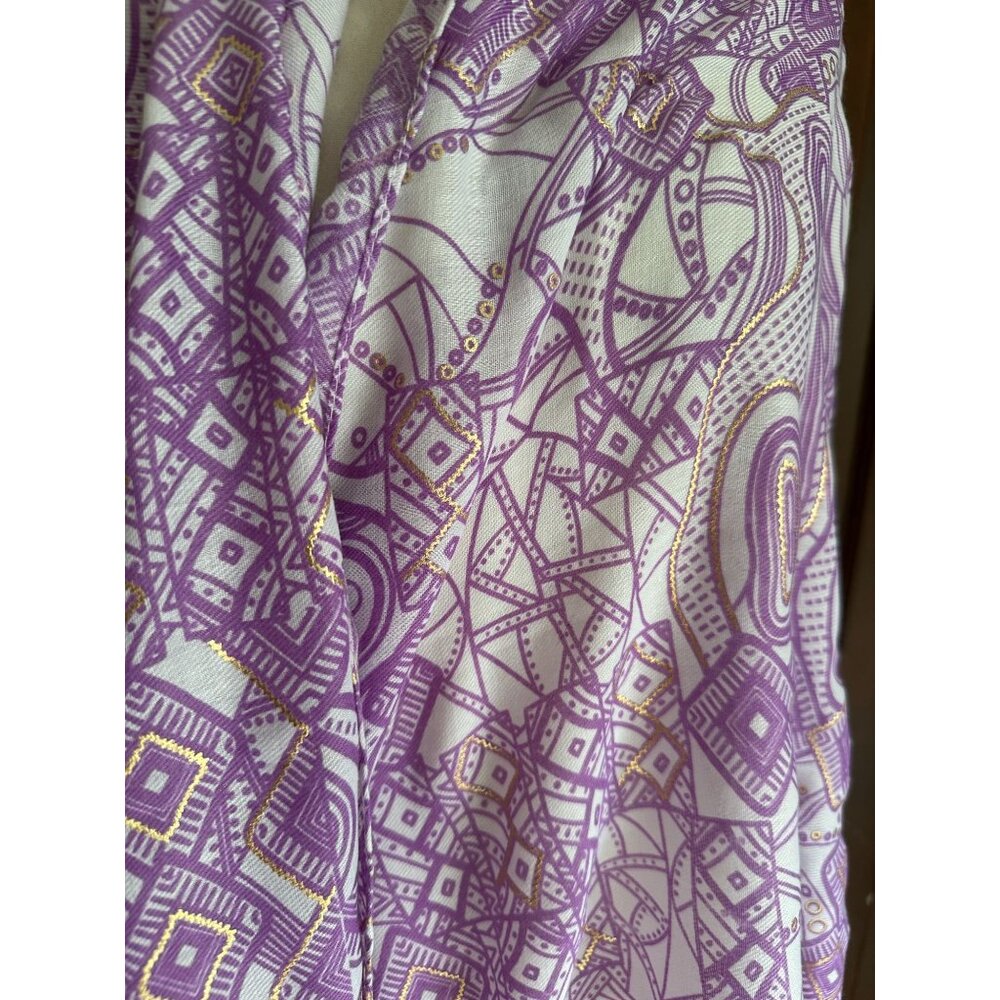 NWOT Charming Charlie wrap sari coverup shawl purple with gold stitching - Picture 6 of 6